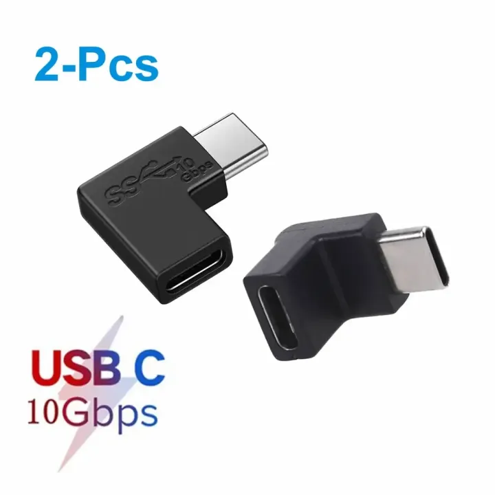 2Pack 90 Degree Type C Adapter USB C Male to Female Adapter Upward and ...