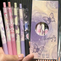 6pcs Cute Butterfly Gel Pens Aesthetic Stationary Pens ，Kawaii pen stationery，0.5 Mm Quick-drying Black Ink Pens Fine Point. 