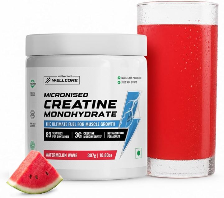 Wellcore - Pure Micronised Creatine Monohydrate Powder|(307 G,83 Servings)|Fruit Fusion|Rapid Absorption|Enhanced Muscle Strength & Power|Fast Recovery|Increased Muscle Mass