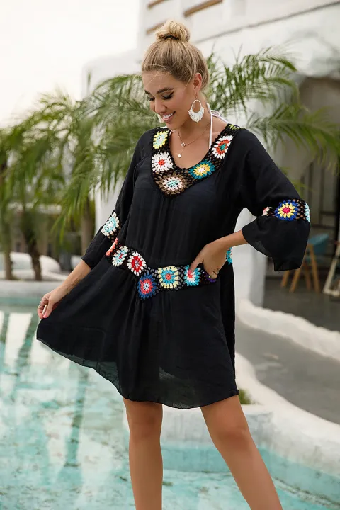 CROCHET%20BIKINI%20Women%20Beach%20Dress%20Cover-Ups%20Swimsuit%20Beachwear%20Bathing%20Suit%20Swim%20Cape%20For%20Woman%20Summer%20Tunic%20Saida%20Praia%20-%20Image%206