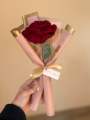 Handmade crochet rose with complementary khaaki wrapping/ crochet rose. 