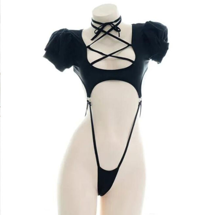 Backless Straps Bandage Underwear Set One-piece Bikini Costume Women Pajamas Lingerie Uniform Cosplay