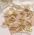 6pcs Korean Minimalist Style Gold Color Hair Catch Clips Women Hair Accessories Metal Hair Catchers. 