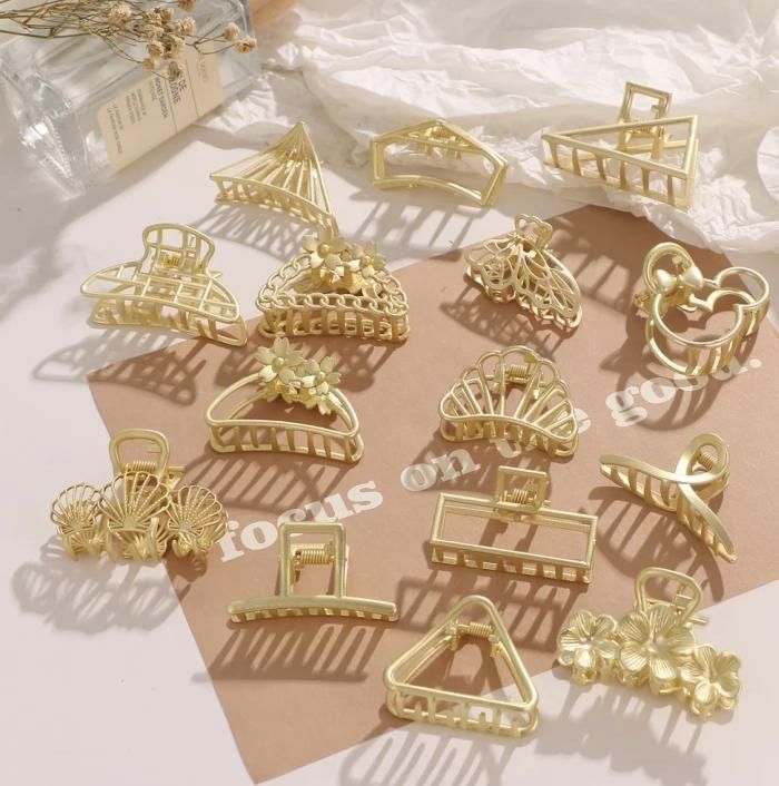 6pcs%20Korean%20Minimalist%20Style%20Gold%20Color%20Hair%20Catch%20Clips%20Women%20Hair%20Accessories%20Metal%20Hair%20Catchers%20-%20Image%209