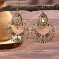 New Retro Originality Exaggerated Hollow Palace Style Round Earrings Bohemian Fashion Women's Festival Party Accessories Jewelry.