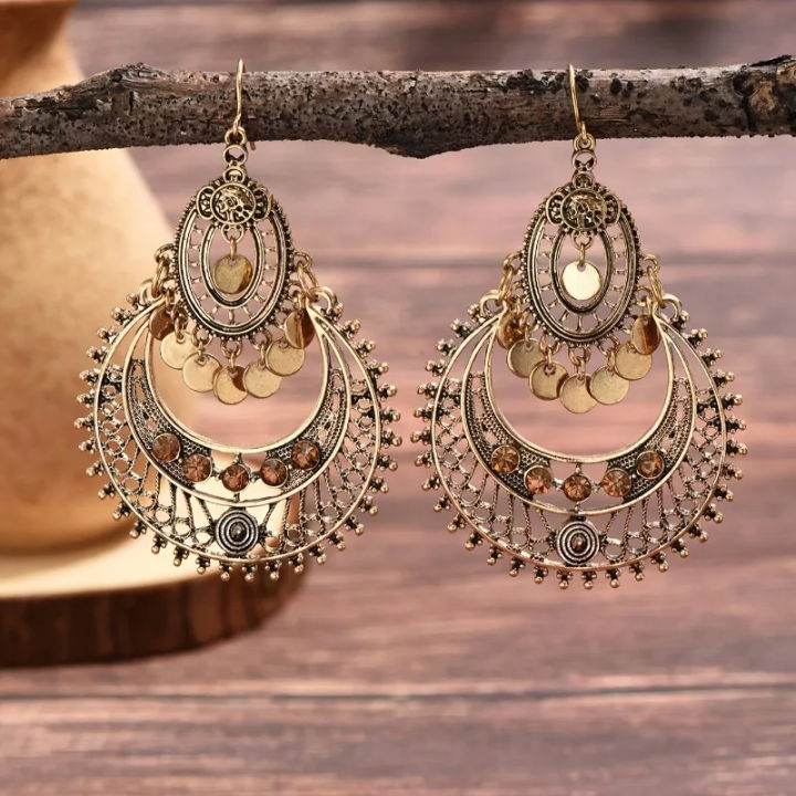 New%20Retro%20Originality%20Exaggerated%20Hollow%20Palace%20Style%20Round%20Earrings%20Bohemian%20Fashion%20Women's%20Festival%20Party%20Accessories%20Jewelry%20-%20Image%202