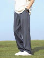 Summer Korean Men's Pants Light&Thin Polyester Elastic Waist Semi-Wide Loose Slacks Drape Suit Pants Male Casual Trousers. 