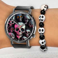Hot Halloween Simple Skull Design Men And Women Quartz Watches Casual Black Silicone Clock  Watch. 