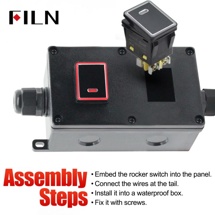 FILN 30A IP65 Waterproof Sealed Outdoor Auto Boat Marine Rocker Switch ...