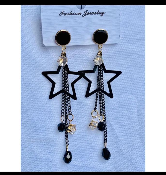 Earrings Black Color Long Chain Drop Earrings For Girls And Women Fashion New Design