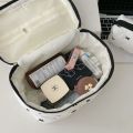 Fashion Cherry Tote Women Makeup Bag Portable Cute Ladies Cosmetic Toiletry Storage Pouch Handbag Cotton Quilted Zipper Bag.