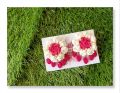 Handmade Artificial flower earrings with teeka set, customized jewellery. 