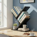 Tree-shaped Bookshelf Desktop Book Organizer Modern 3-Tier Bookshelf For office and Home Wooden Book Storage Rack Space-Saving. 