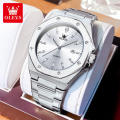 OLEVS 3613 Butterfly Lock Fan Made Luxury Business Watch for Man Sport Stainless Steel Men Watch Luminous Date Watches Quartz watch - Watch For Men.