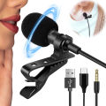USB Mini Microphone For PC Laptops Type C Lapel Clip-on Microphone For Smart phone 3.5mm Professional Micro Mic For DSLR Camera.