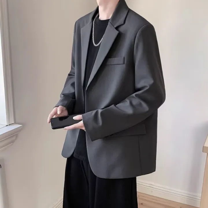 2026%20Men%20Korean%20Style%20Casual%20Blazer%20Loose%20Fit%20Handsome%20Light%20Mature%20Streetwear%20All%20Match%20Black%20Spring%20Autumn%20Suit%20Jacket%20Coat%20-%20Image%204