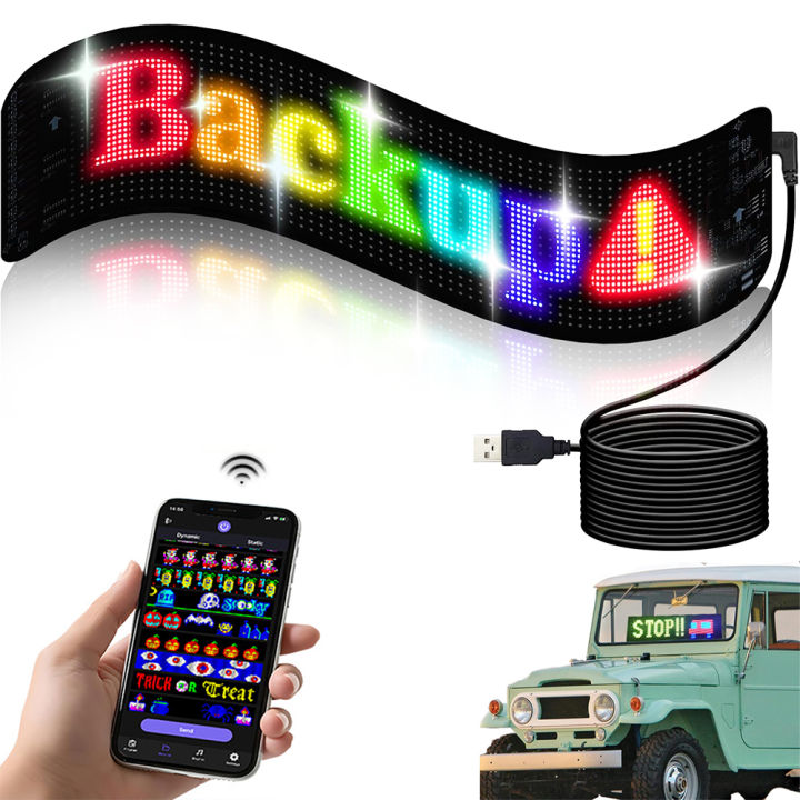 Led Label Acrolling Led Car Warning Label Led Module Screen Board 5V USB RGB LED Matrix ...