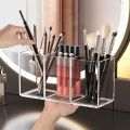 Transparent Makeup Brush Organizer, Makeup Storage Tray, Bathroom Drawer Makeup Organizer, 3 Slot Acrylic Makeup Brush Organizer. 