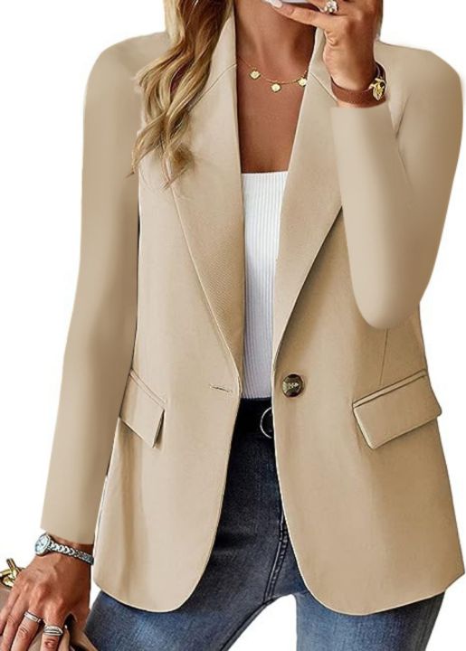 Women's%20Single%20Button%20Straight%20Anti-Wrinkle%20Jacket%20Long%20Sleeve%20Jacket%20%20Formal%20Business%20Path%20OL%20Office%20Lady%20%20Spring%20and%20Fall%20-%20Image%204