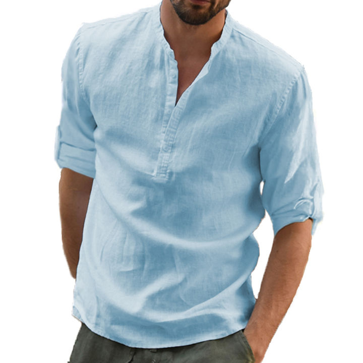 KB%20New%20Men's%20Casual%20Blouse%20Cotton%20Linen%20Shirt%20Loose%20Tops%20Long%20Sleeve%20Tee%20Shirt%20Spring%20Autumn%20Casual%20Handsome%20Men%20Shirts%20-%20Image%202