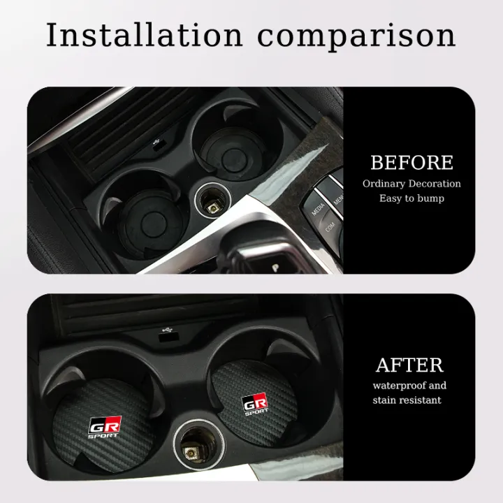 2Pcs%20Car%20Carbon%20Leather%20Water%20Cup%20Pad%20Anti-noise%20Coaster%20For%20Toyota%20GR%20Corolla%20Yaris%20Aygo%20Prius%20CHR%20Camry%20Auris%20Avensis%20Cruiser%20-%20Image%203