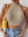 Knit Sleeveless Halter Tops for Women Basics Solid Slim Fitted Crop Womens Turtleneck Ribbed Vest Y2K High Neck Tank Tops.