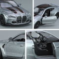 1:36 BMW M4 CSL Diecast Cars Toy Alloy Model High Simulation Doors Opened Pull Back Cars Toys Collection Ornaments Gift for Kids. 