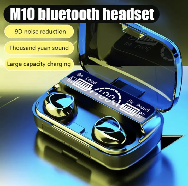 M10 TWS Wireless Earbuds Bluetooth Earphone HiFi Touch Control LED Digital Display With Microphone And Power Bank