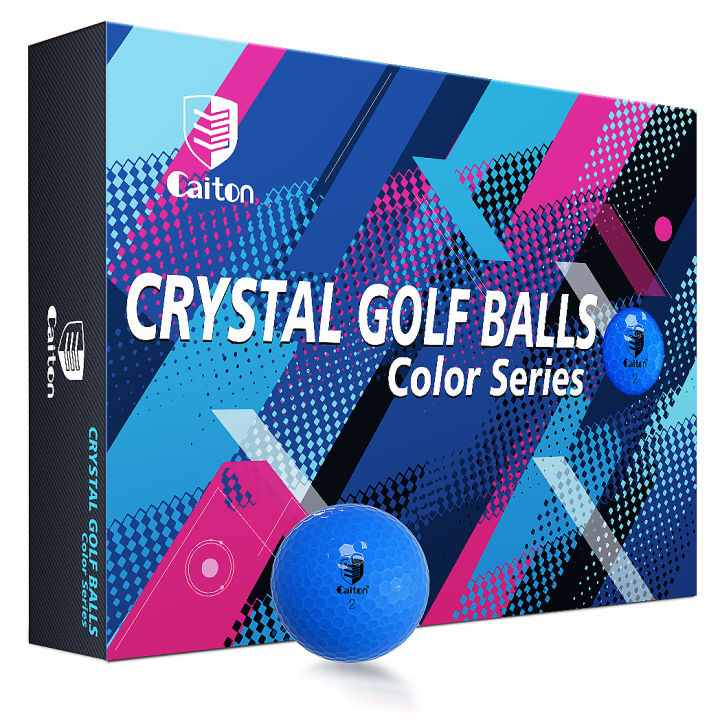 Caiton 3/6/12Pcs Blue Golf Balls Dual-Layer Crystal-Look Finish High Visibility Soft Feel Spin Control Durable Practice Play Set