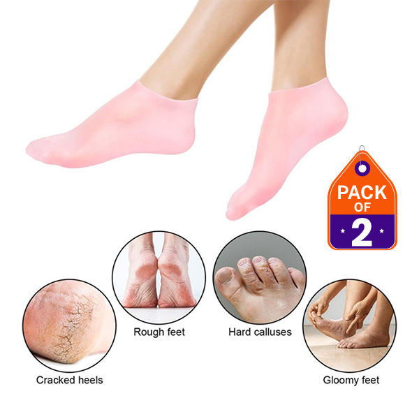 Silicone Gel Heel Socks for Cracked Heels | Moisturizing & Exfoliating Foot Care | Dead Skin & Callus Remover and Skin Protector