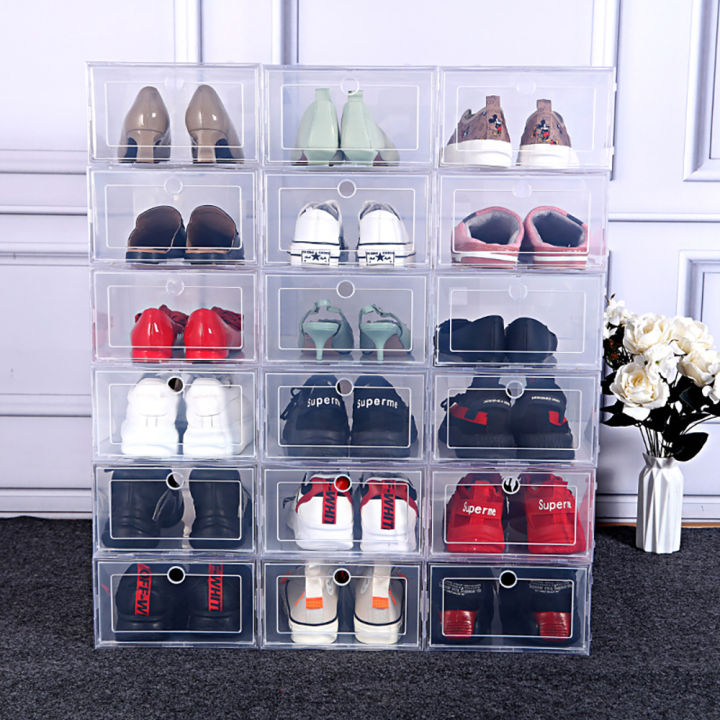 6%20Pack%20Transparent%20shoe%20box%20shoes%20organizers%20thickened%20foldable%20Dustproof%20storage%20box%20Stackable%20combined%20shoe%20cabinet%20Sale%20-%20Image%204