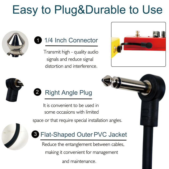 4Pcs%20Anti-Noise%20Electric%20Guitar%20Pedal%20Audio%20Cable%201/4%20In%20Right%20%20Angle%20Flat%20Durable%20Cable%20Connectors%20Audio%20Cable%20-%20Image%203