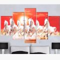 5 Piece Panel 7 Horse Wall Hang Decoration Canvas Art  With Frame. 