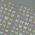 Japanese Kawaii Colorful White Line Bowknot 5D Self Adhesive Nail Art Decorations Stickers Ribbon Cute Decals Nail Stickers. 