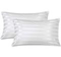 1Pair Pillow Covers Standard Size Easy to Clean Soft Texture Hotel Quality Stripe 2pcs Cases With Zipper. 