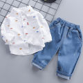 Baby Boys Clothing Set Spring Autumn New Full Print Cartoon Car Long Sleeve Shirt+Jeans 2Pcs For 1-4 Years Kids Casual Outfit. 