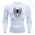 Spider Print Long Sleeve Compression Shirts for Men Gym Workout Rash Guard Undershirts Baselayers Athletic Quick Dry Tees Tops.