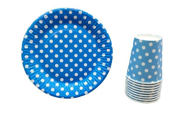 polka dots blue 200ml cups & 7"plates each 10 pcs setspolka dots yellow 200ml cups & 7"plates each 10 pcs sets