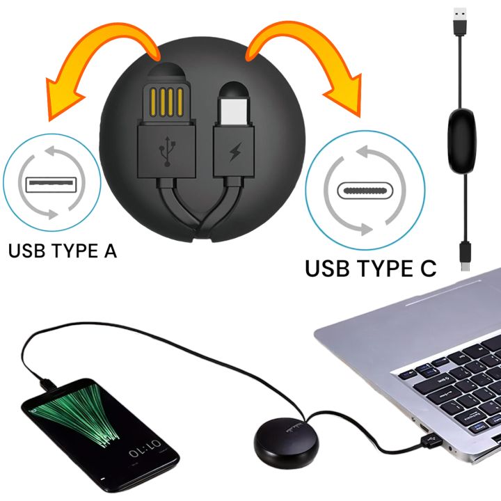 Retractable USB Type-C Cable - Compact and Portable for Easy Travel and Storage