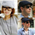 Men's Spring Autumn Beret Male Horn Korean Retro Solid Peaked Cap Forward Hat For Women Protection Elasticity Peaky Blinders D13. 