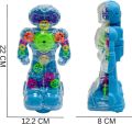 TOY KINGDOM Electric Transparent Gear Robot Toy for Kids with Multi Color Lights & Music,Battery Operated Intelligent Walking Robot Toy for Children. 