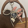 Korean Styles Bag Charm Lovely Heart Keychain Backpack Handbag Pendant Ornaments Bows Keyrings Fashion Keyholders. 