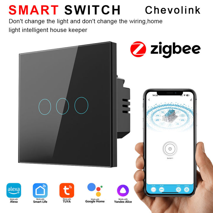 Zigbee 1/2/3-Gang Tuya Smart Touch Light European Switch No Neutral ...