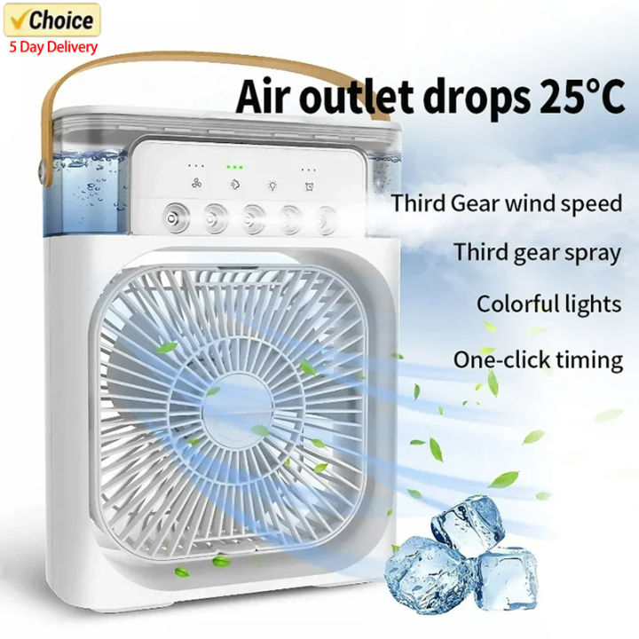 Portable Fan Air Conditioners USB Electric Fan LED Night Light Water Mist Fun 3 In 1 Air Humidifie For Home