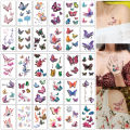 30 Sheets 3D Texture Waterproof Colorful Butterfly Temporary Tattoo Stickers.