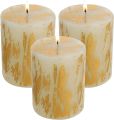 AYSERR -- 3X2 INCHES GOLD LEAF FOIL DECORATED WHITE CANDLE (01 PC). 