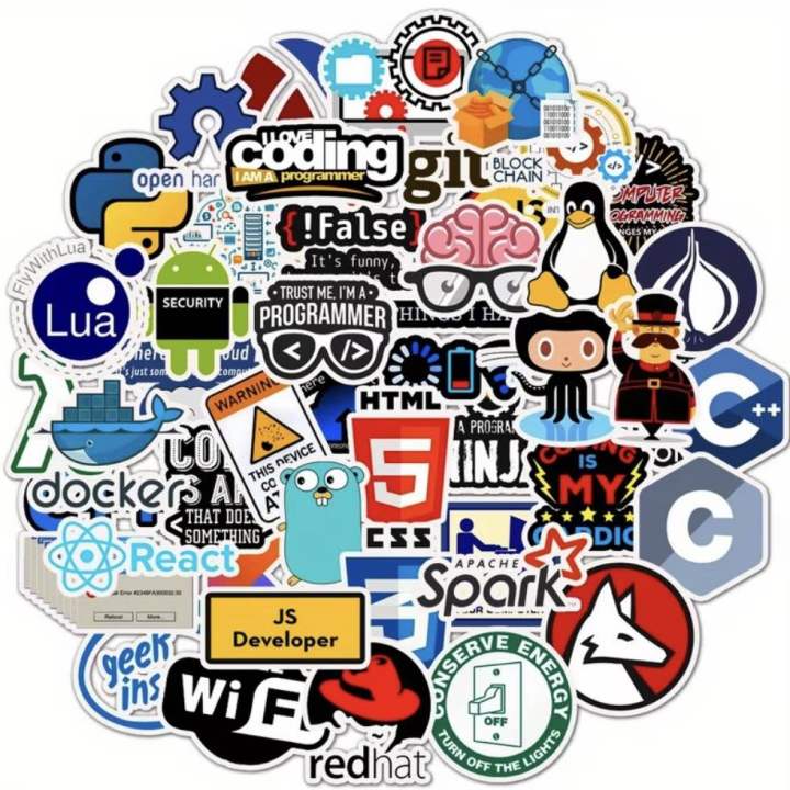 50pcs Cartoon Programmer 2D Stickers Graffiti Stickers Funny Stickers ...