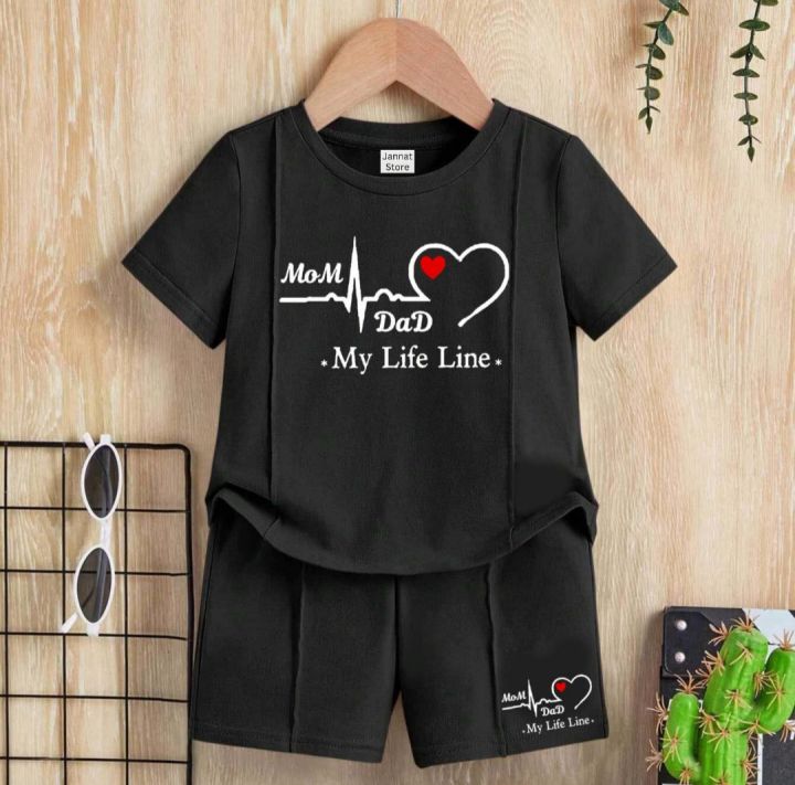 T-shirt And Short Pant For Kids Baby Boys And Baby Girls Round Neck Short Sleeves Tee Tops Clothes Sets Dresses Outfit Suit For Unisex Jannat Place