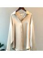 Plus Size Casual Women Silk Shirt 2025 New Fashion Loose Long Sleeve Button-Down Blouse Female Elegant Top Office Acetate Shirts.