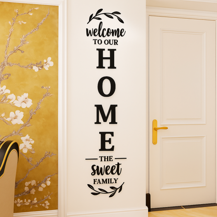 Vibrant 'Welcome to Our Sweet Home' Family Wooden Wall Art - 3D Laser ...